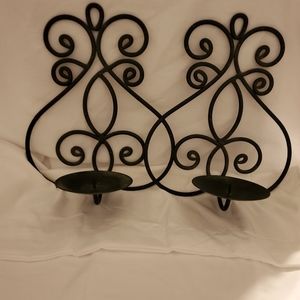 Metal Wall Sconces Pillar Candles Pair